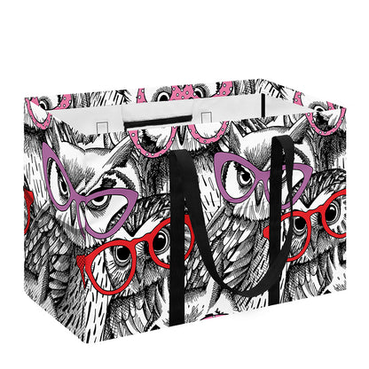 Owl With Glasses Pattern Print Utility Tote Bag