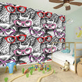 Owl With Glasses Pattern Print Wall Sticker