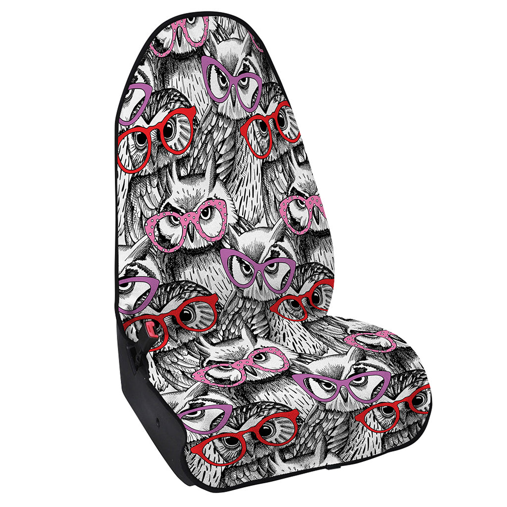 Owl With Glasses Pattern Print Waterproof Car Seat Cover