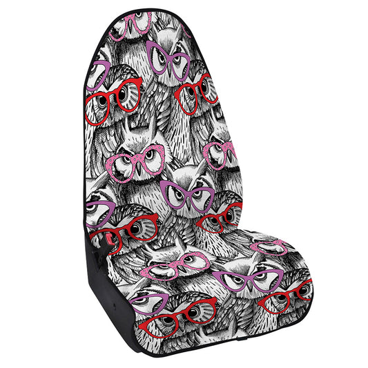Owl With Glasses Pattern Print Waterproof Car Seat Cover