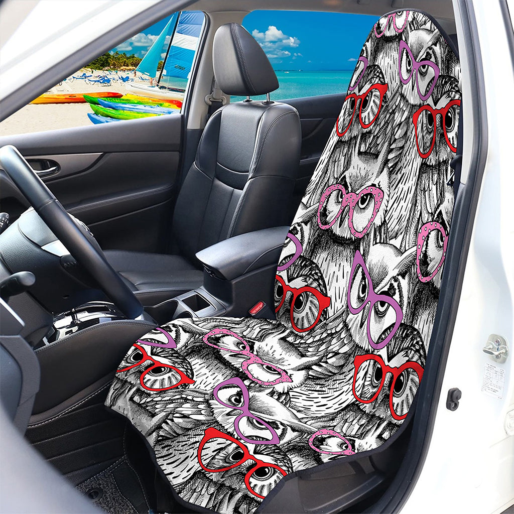 Owl With Glasses Pattern Print Waterproof Car Seat Cover
