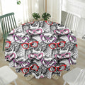Owl With Glasses Pattern Print Waterproof Round Tablecloth
