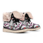 Owl With Glasses Pattern Print Winter Boots