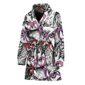 Owl With Glasses Pattern Print Women's Bathrobe