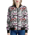 Owl With Glasses Pattern Print Women's Bomber Jacket