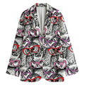 Owl With Glasses Pattern Print Women's Cotton Blazer