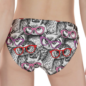 Owl With Glasses Pattern Print Women's Panties