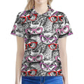 Owl With Glasses Pattern Print Women's Polo Shirt