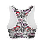 Owl With Glasses Pattern Print Women's Sports Bra