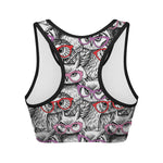 Owl With Glasses Pattern Print Women's Sports Bra