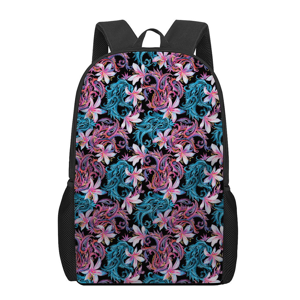 Paisley And Floral Pattern Print 17 Inch Backpack