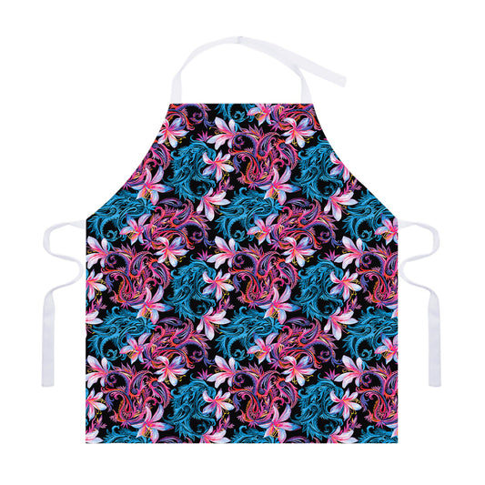 Paisley And Floral Pattern Print Adjustable Apron