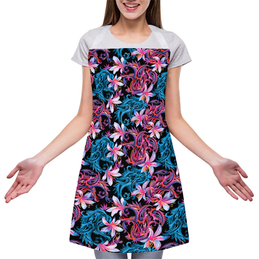 Paisley And Floral Pattern Print Adjustable Apron