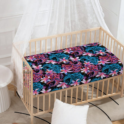 Paisley And Floral Pattern Print Baby Crib Sheet
