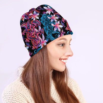 Paisley And Floral Pattern Print Beanie
