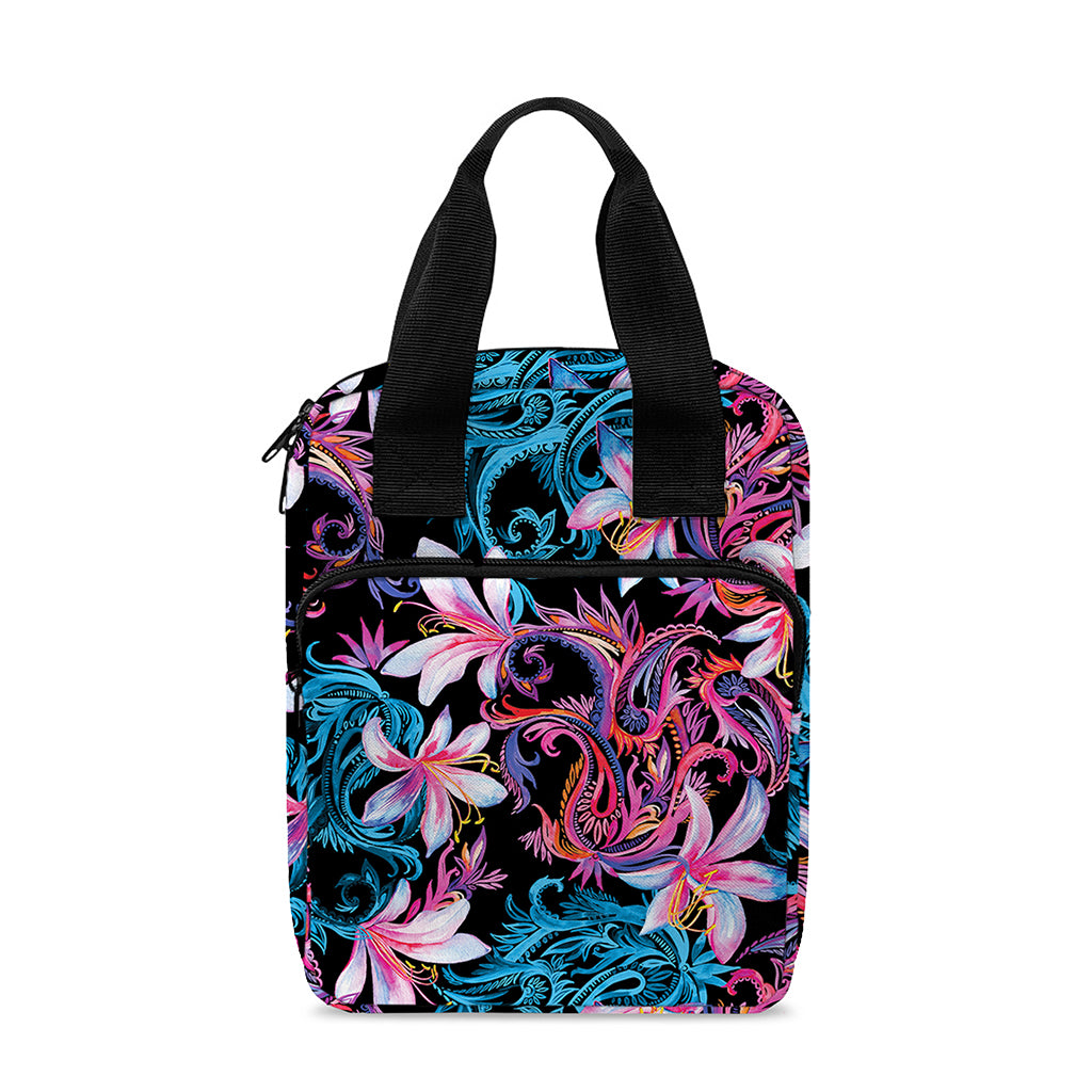 Paisley And Floral Pattern Print Bible Tote Bag