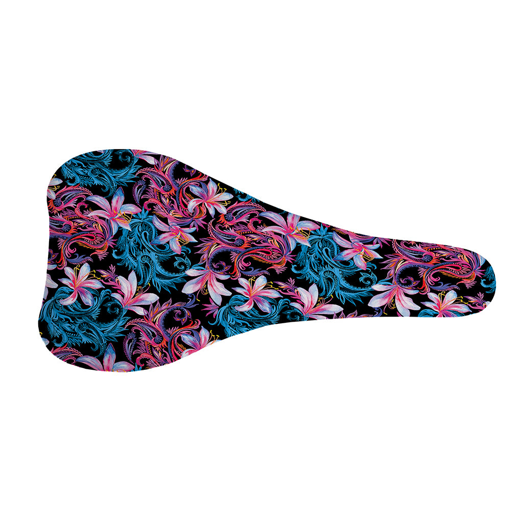 Paisley And Floral Pattern Print Bicycle Seat Cover