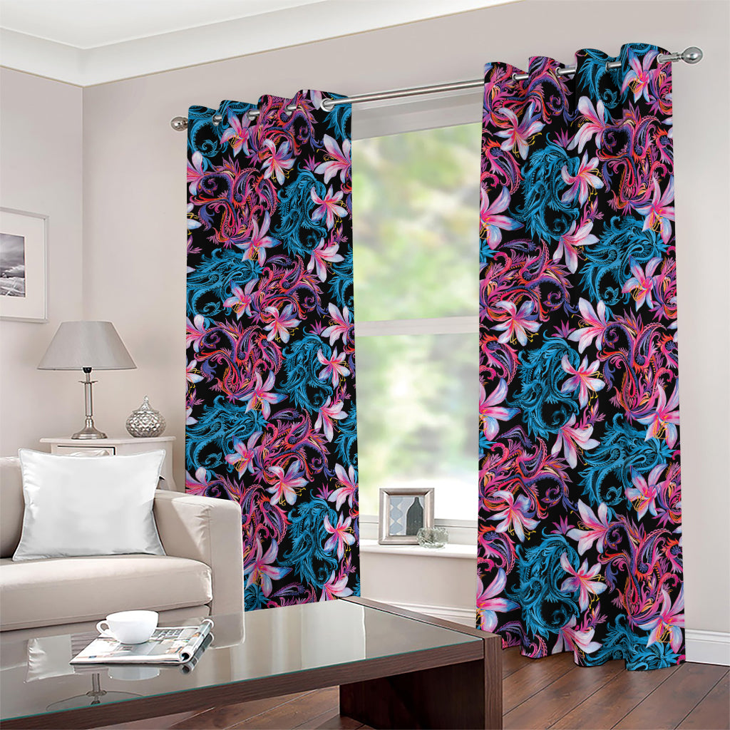 Paisley And Floral Pattern Print Blackout Grommet Curtains