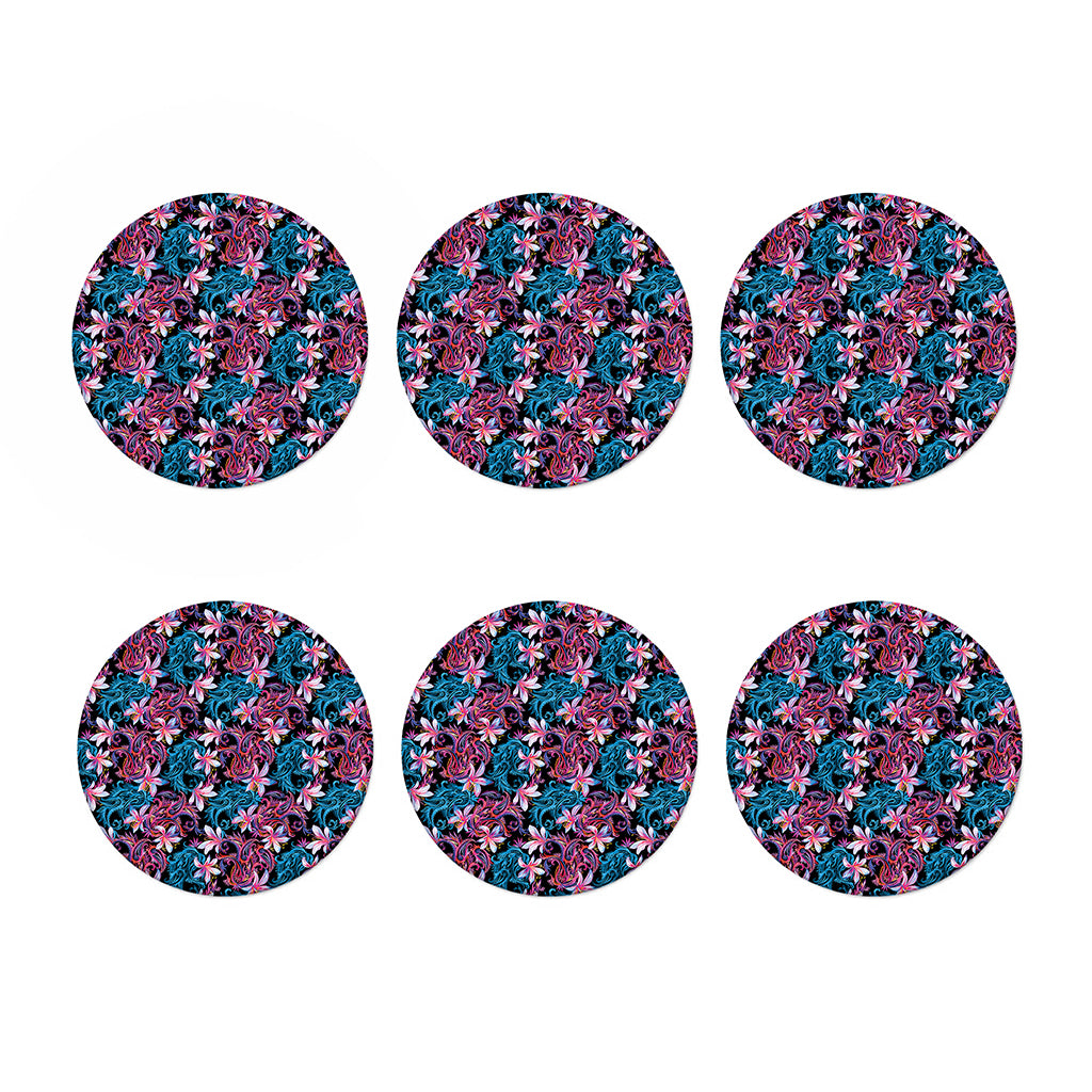 Paisley And Floral Pattern Print Coaster Set