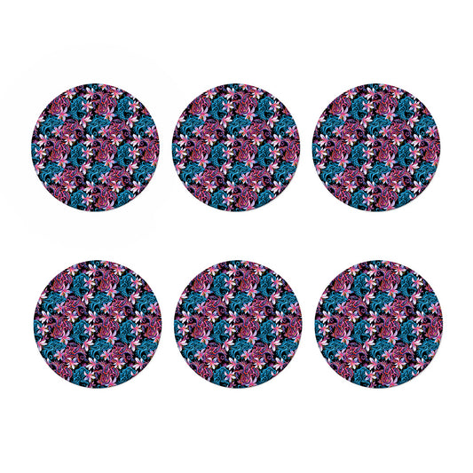 Paisley And Floral Pattern Print Coaster Set