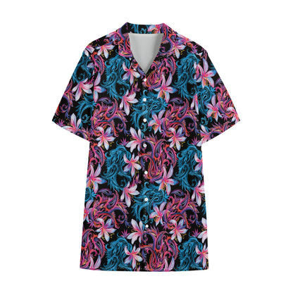 Paisley And Floral Pattern Print Cotton Hawaiian Shirt