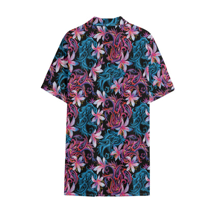 Paisley And Floral Pattern Print Cotton Hawaiian Shirt