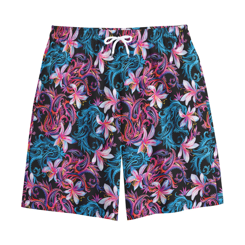 Paisley And Floral Pattern Print Cotton Shorts