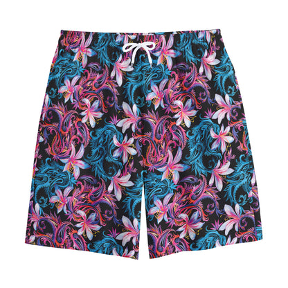 Paisley And Floral Pattern Print Cotton Shorts