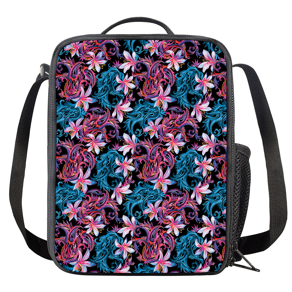 Paisley And Floral Pattern Print Crossbody Lunch Bag