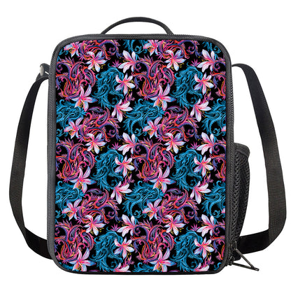 Paisley And Floral Pattern Print Crossbody Lunch Bag