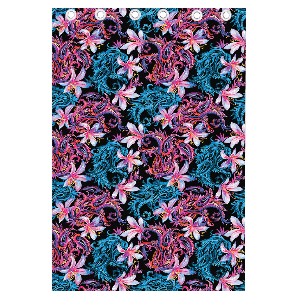 Paisley And Floral Pattern Print Curtain