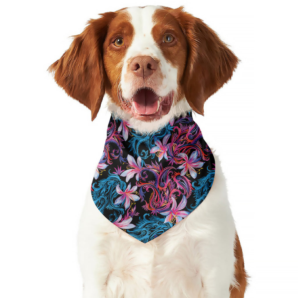 Paisley And Floral Pattern Print Dog Bandana