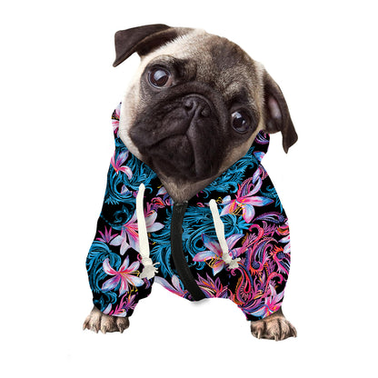 Paisley And Floral Pattern Print Dog Zip Up Hoodie