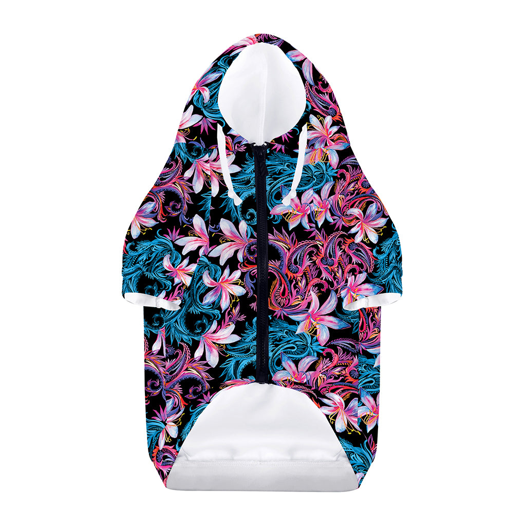 Paisley And Floral Pattern Print Dog Zip Up Hoodie
