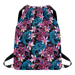 Paisley And Floral Pattern Print Drawstring Backpack
