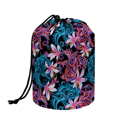 Paisley And Floral Pattern Print Drawstring Makeup Bag