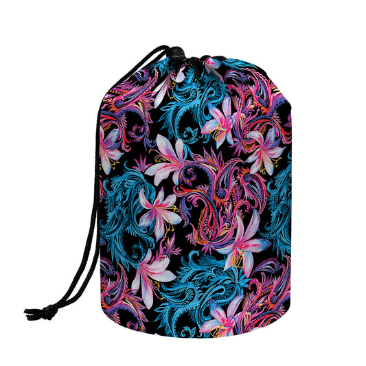 Paisley And Floral Pattern Print Drawstring Makeup Bag