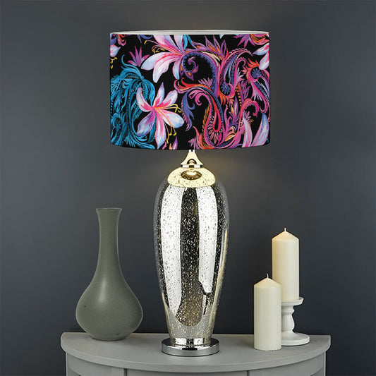Paisley And Floral Pattern Print Drum Lamp Shade