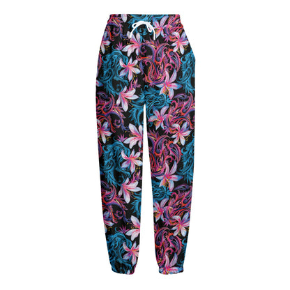 Paisley And Floral Pattern Print Fleece Lined Knit Pants