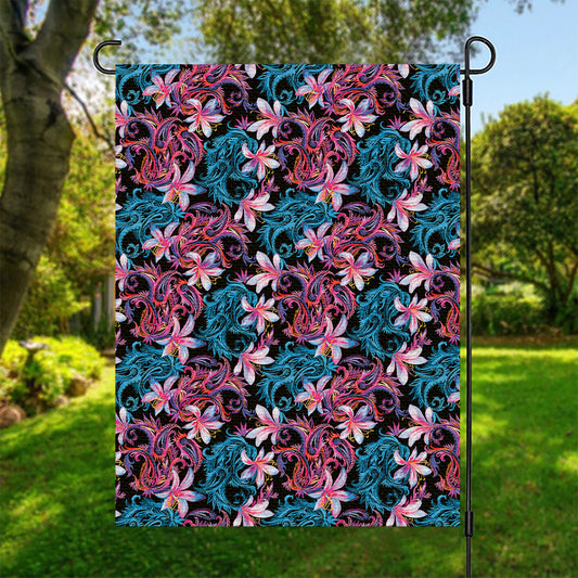 Paisley And Floral Pattern Print Garden Flag