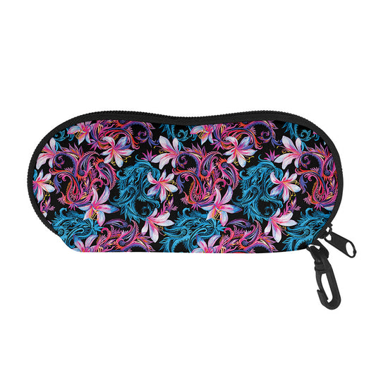 Paisley And Floral Pattern Print Glasses Case