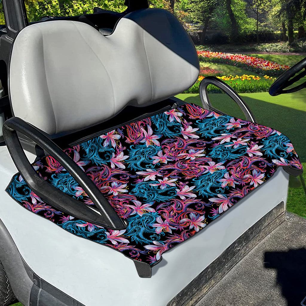 Paisley And Floral Pattern Print Golf Cart Seat Cover