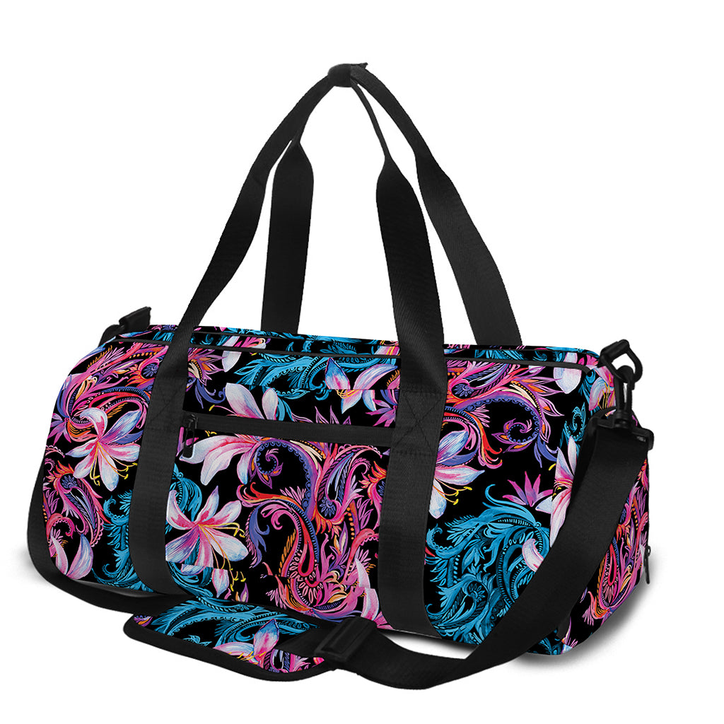 Paisley And Floral Pattern Print Gym Bag