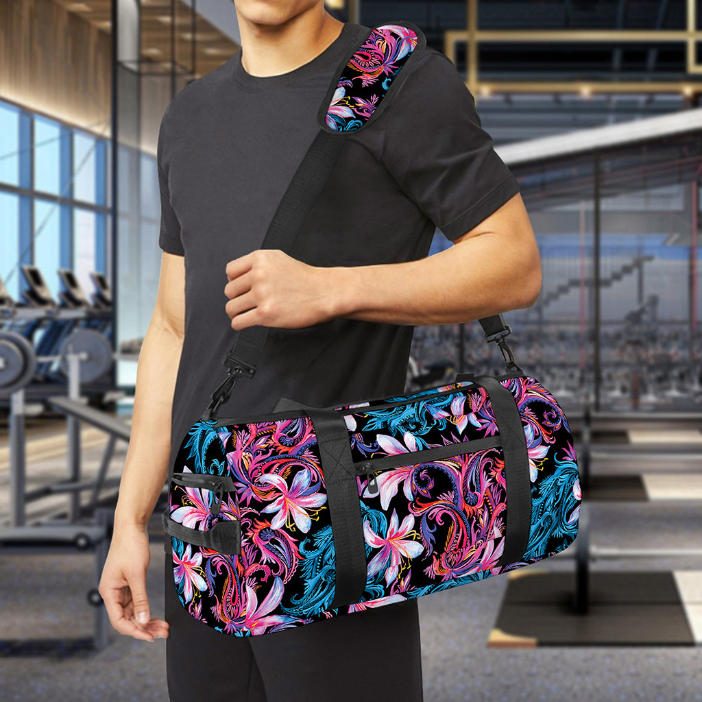Paisley And Floral Pattern Print Gym Bag
