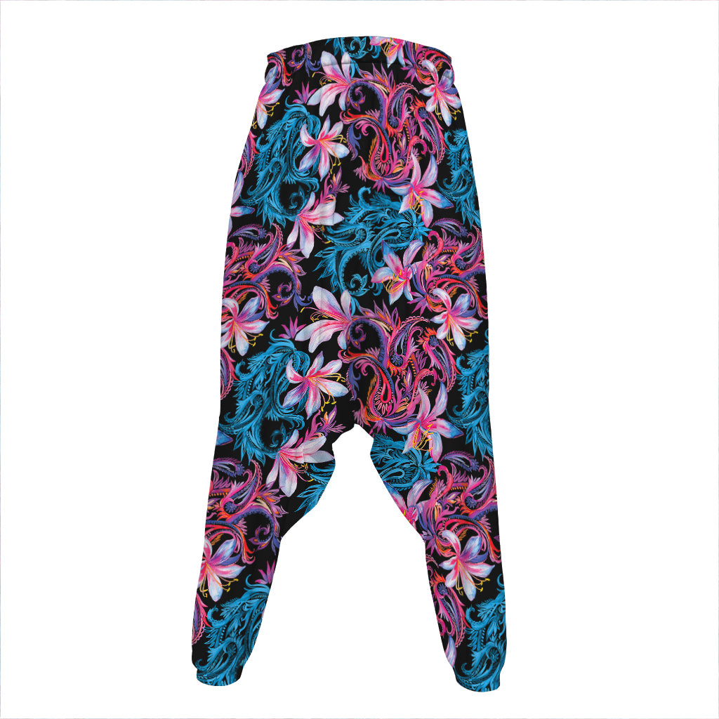 Paisley And Floral Pattern Print Hammer Pants