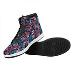 Paisley And Floral Pattern Print High Top Leather Sneakers