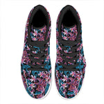 Paisley And Floral Pattern Print High Top Leather Sneakers