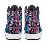 Paisley And Floral Pattern Print High Top Leather Sneakers