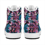 Paisley And Floral Pattern Print High Top Leather Sneakers