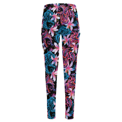 Paisley And Floral Pattern Print High-Waisted Pocket Leggings